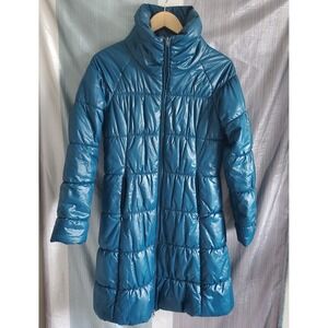 Patagonia Teal Puffer Coat Long Sleeve Full Zip Mock Neck Womens S Gorpcore‎
